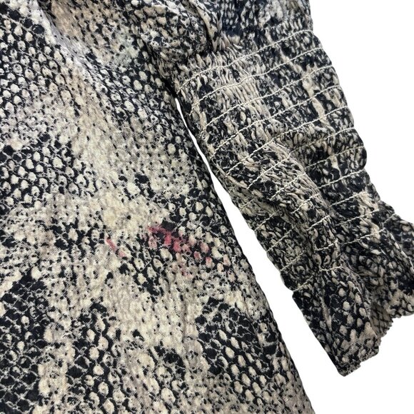 Rebecca Taylor Snakeskin Animal Print Bow Cocktail Dress Taupe Gray Black Size 6 - Picture 7 of 10